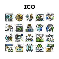 conjunto de iconos de colección de oferta de moneda inicial ico vector