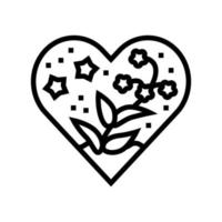 forma de corazón con flores resina arte línea icono vector ilustración