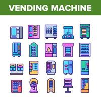 Vending Machine Selling Service Icons Set Vector