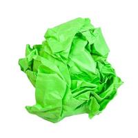 crumpled green paper ball isolated on white photo