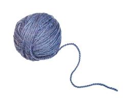 skein of melange blue yarn with unwound tail photo