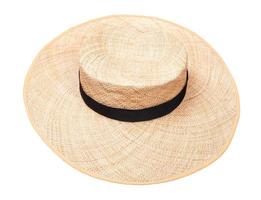 wide-brimmed straw hat with black band on crown photo