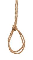 double running knot tied on thick jute rope photo