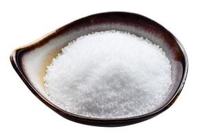 fructose sugar sweetener in ceramic bowl isolated photo