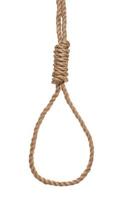 another side of hangman's knot tied on jute rope photo