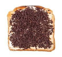 top view toast with butter and chocolate sprinkles photo