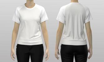 woman white t-shirt front and back, mock up template for design print photo