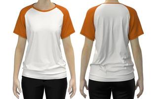 camiseta de mujer delante y detrás, plantilla de maqueta para impresión de diseño foto