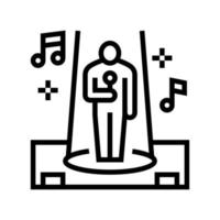 singer performance song on stage line icon vector illustration