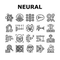 Neural Network And Ai Collection Icons Set Vector