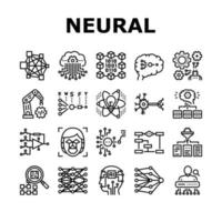 conjunto de iconos de red neuronal y colección de ai vector