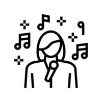 singer woman singing song in microphone line icon vector illustration