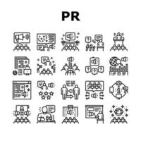 Pr Public Relations Collection Icons Set Vector