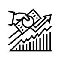 ilustración de vector de icono de línea de crecimiento de ganancias