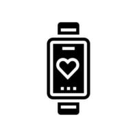 ilustración de vector de icono de glifo de reloj de ritmo cardíaco