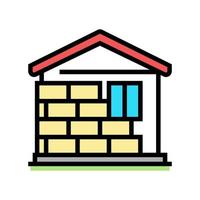 wall insulation outside mineral wool color icon vector illustration