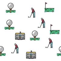 Golf Sportive Game On Playground Vector Seamless Pattern
