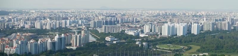 panorama view of of singapore city buildings. photo
