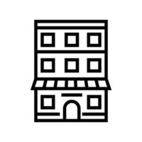 casa con edificio de apartamentos línea icono vector ilustración
