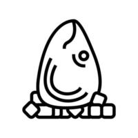 tuna fish head with ice cubes line icon vector illustration