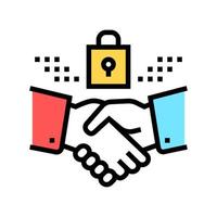 handshake padlock color icon vector illustration