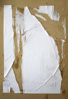 Blank white torn paper with glued ripped sides. Abstract poster mockups template design for copy space and text. Matted wet paper wrinkled for background and texture. photo