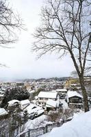 View of the city takayama in Japan in the snow photo