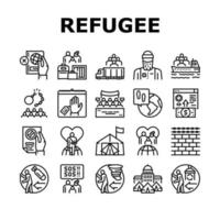 Refugee From Problem Collection Icons Set Vector