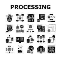 Digital Processing Collection Icons Set Vector Illustration