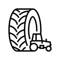 Ilustración de vector de icono de línea de neumáticos de tractor agrícola