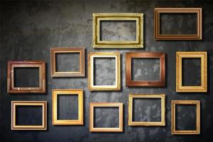 golden frame on old wall photo