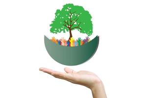Concept of environment protection - hands and eco photo