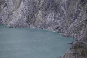 The acid sulphur lake at Kawah Ijen crater. Indonesia photo