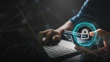 Concept of cyber security, information security and encryption, secure access to user's personal information, secure Internet access, cybersecurity. photo