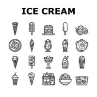 Ice Cream Delicious Dessert Food Icons Set Vector