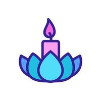 candle in lotus flower icon vector outline illustration