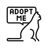 gato hablar adoptarme línea icono vector ilustración