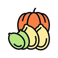 Ilustración de vector de icono de color de nuez de calabaza