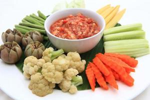 Fresh vegetable and shrimp paste sauce photo