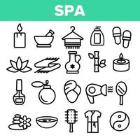 conjunto de iconos de vector lineal de servicio de belleza spa