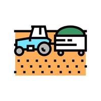 tractor with harvest on field color icon vector illustration