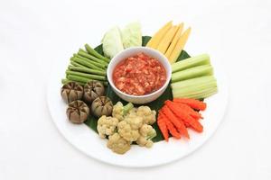 Fresh vegetable and shrimp paste sauce photo