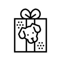 dog present donation line icon vector illustration