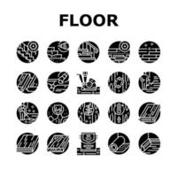 Hardwood Floor And Stair Renovate Icons Set Vector