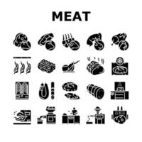 Meat Factory Product Collection Icons Set Vector