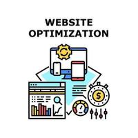 Ilustración de vector de icono de optimización de sitio web