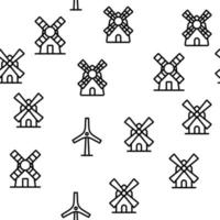 Windmill Building Vector Seamless Pattern