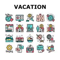 alquileres de vacaciones lugar colección iconos conjunto vector