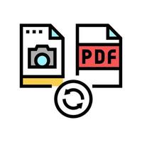 convertir foto a archivo pdf icono de color ilustración vectorial vector