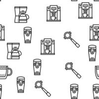 Coffee Make Machine And Accessory Vector Seamless Pattern